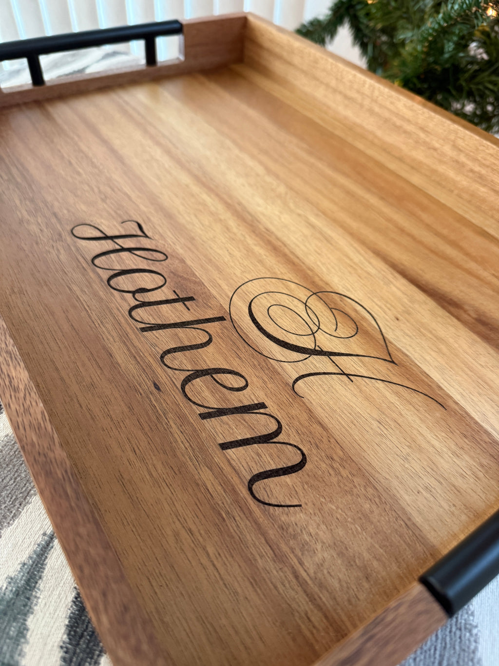 Personalized Engraved Acacia Wood Serving Tray