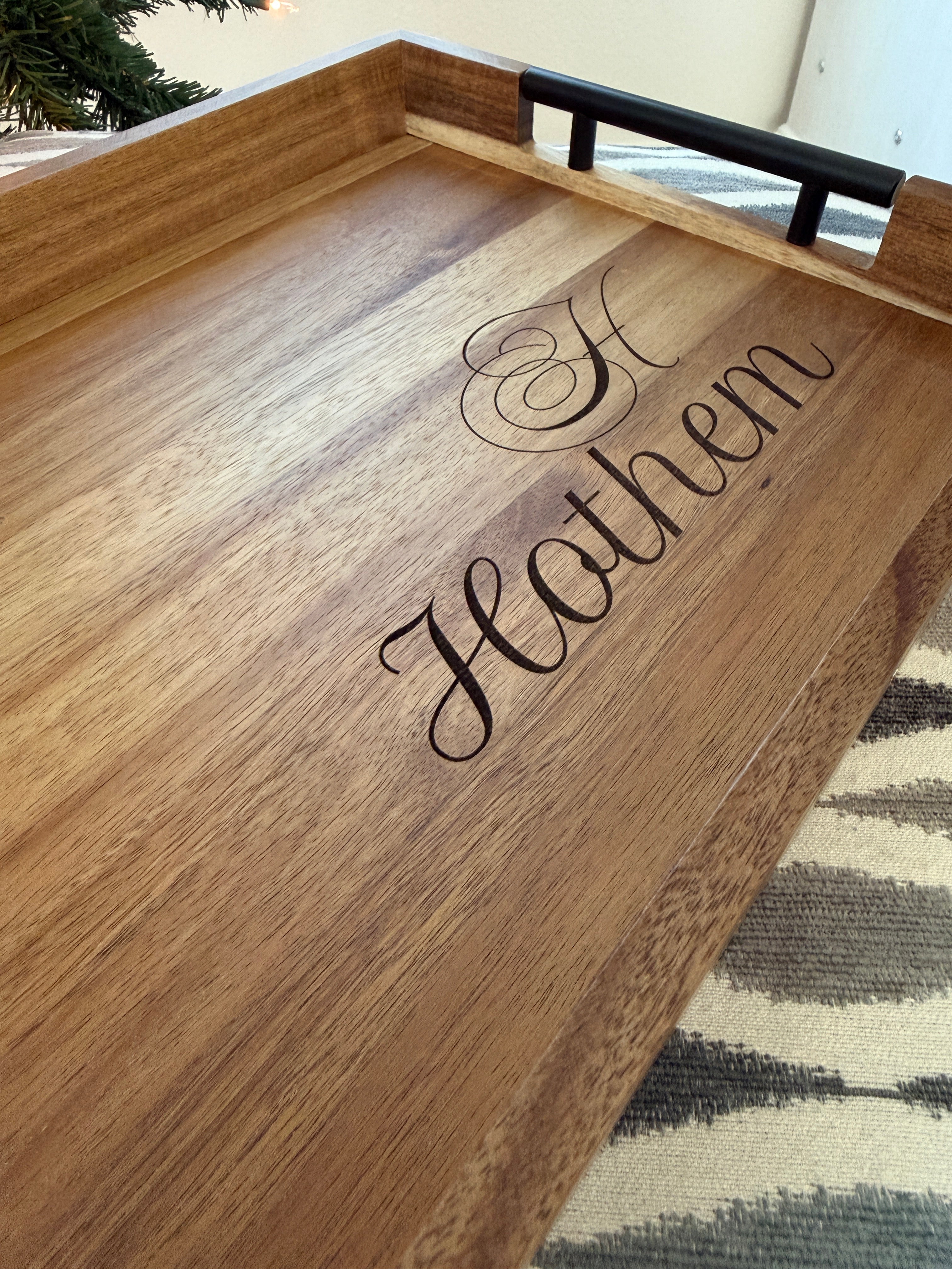 Personalized Engraved Acacia Wood Serving Tray