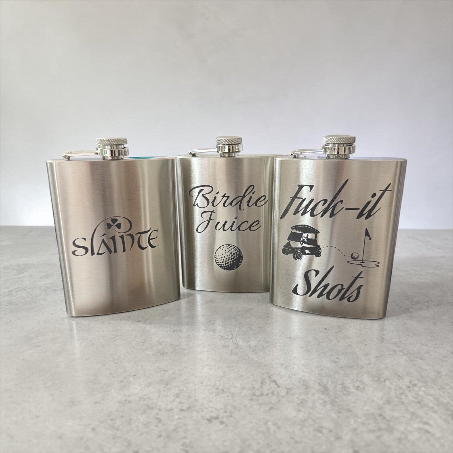 8 oz Stainless Steel "Birdie Juice" Golf Flask
