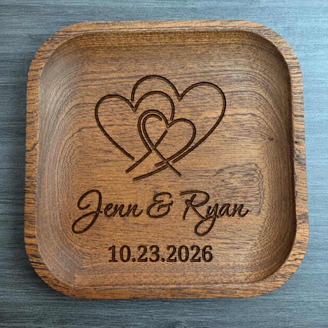 Engraved Wooden Jewelry Valet | Personalized Catchall Tray | Christian Gift | Wedding Gift | Anniversary Gift | 5" x 5"