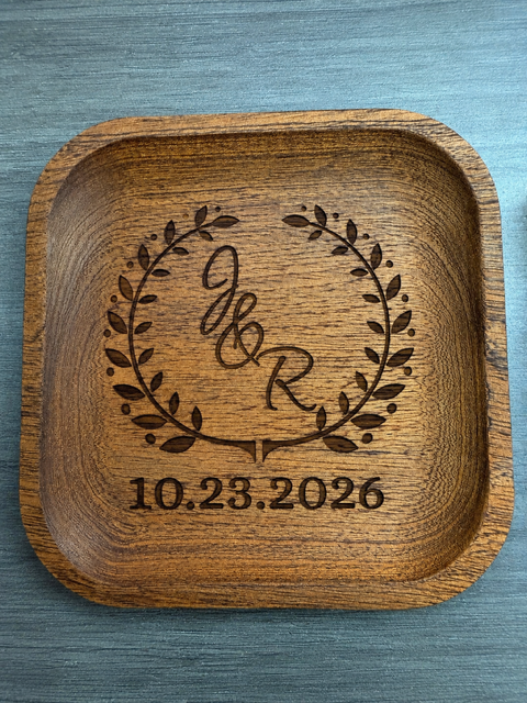 Engraved Wooden Jewelry Valet | Personalized Catchall Tray | Christian Gift | Wedding Gift | Anniversary Gift | 5" x 5"