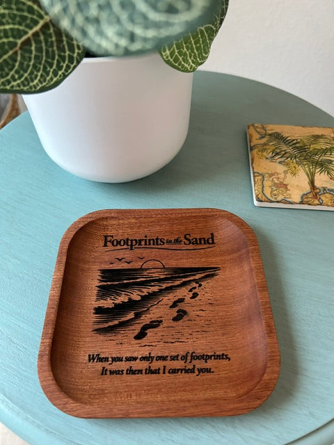 Engraved Wooden Jewelry Valet | Personalized Catchall Tray | Christian Gift | Wedding Gift | Anniversary Gift | 5" x 5"
