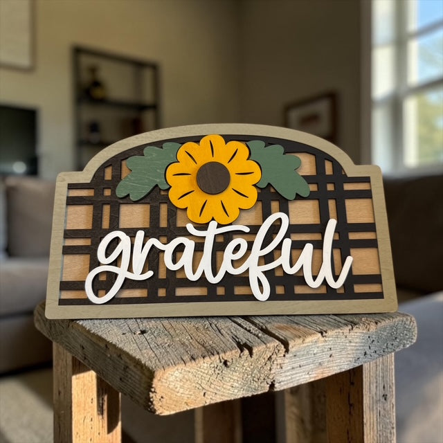 Layered Fall Shelf Sign Collection – Thankful • Blessed • Grateful