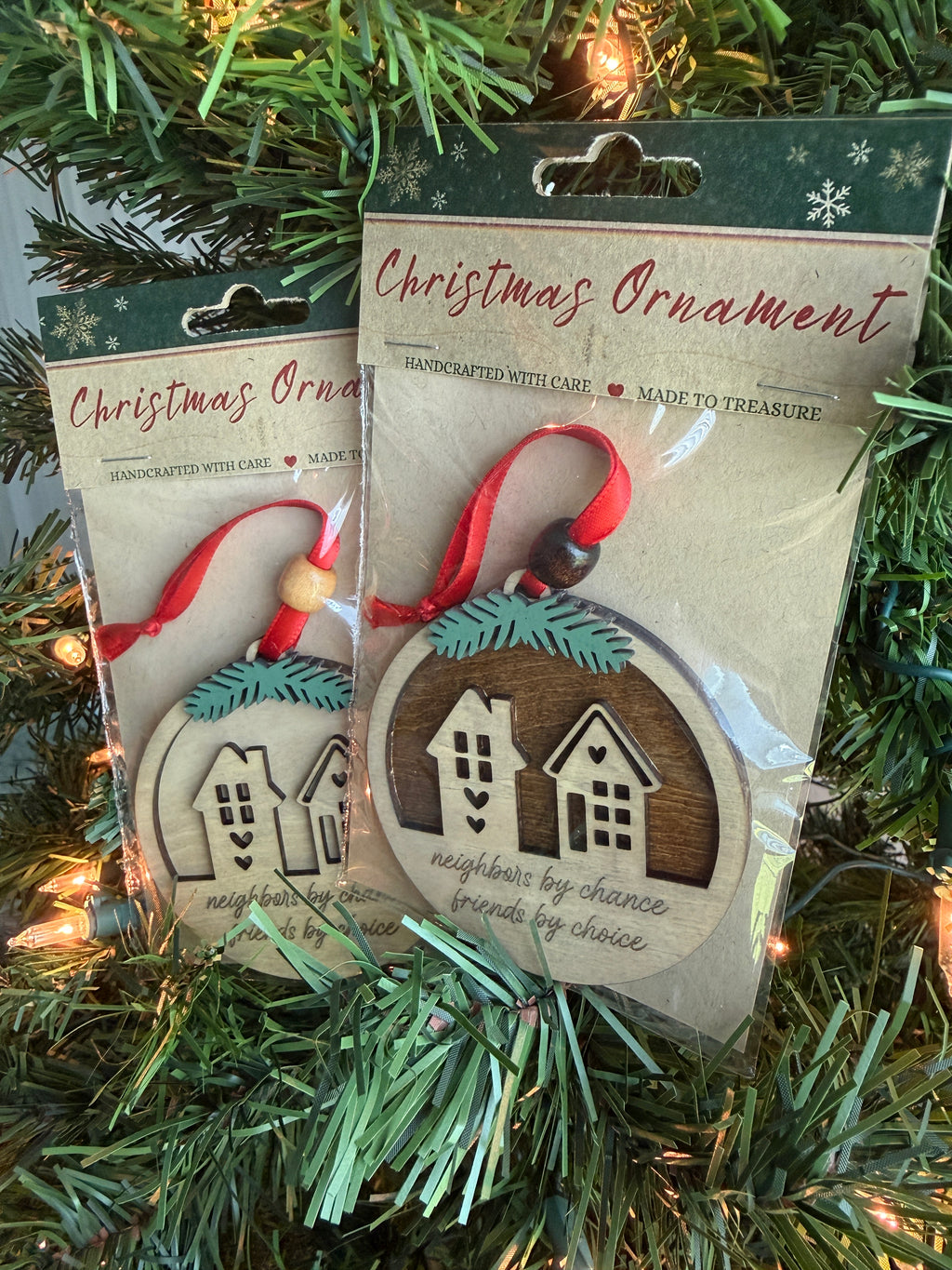 Ornament - Best Neighbor Wooden | Handcrafted Laser Engraved Neighbor Gift | Friendship Christmas Ornament