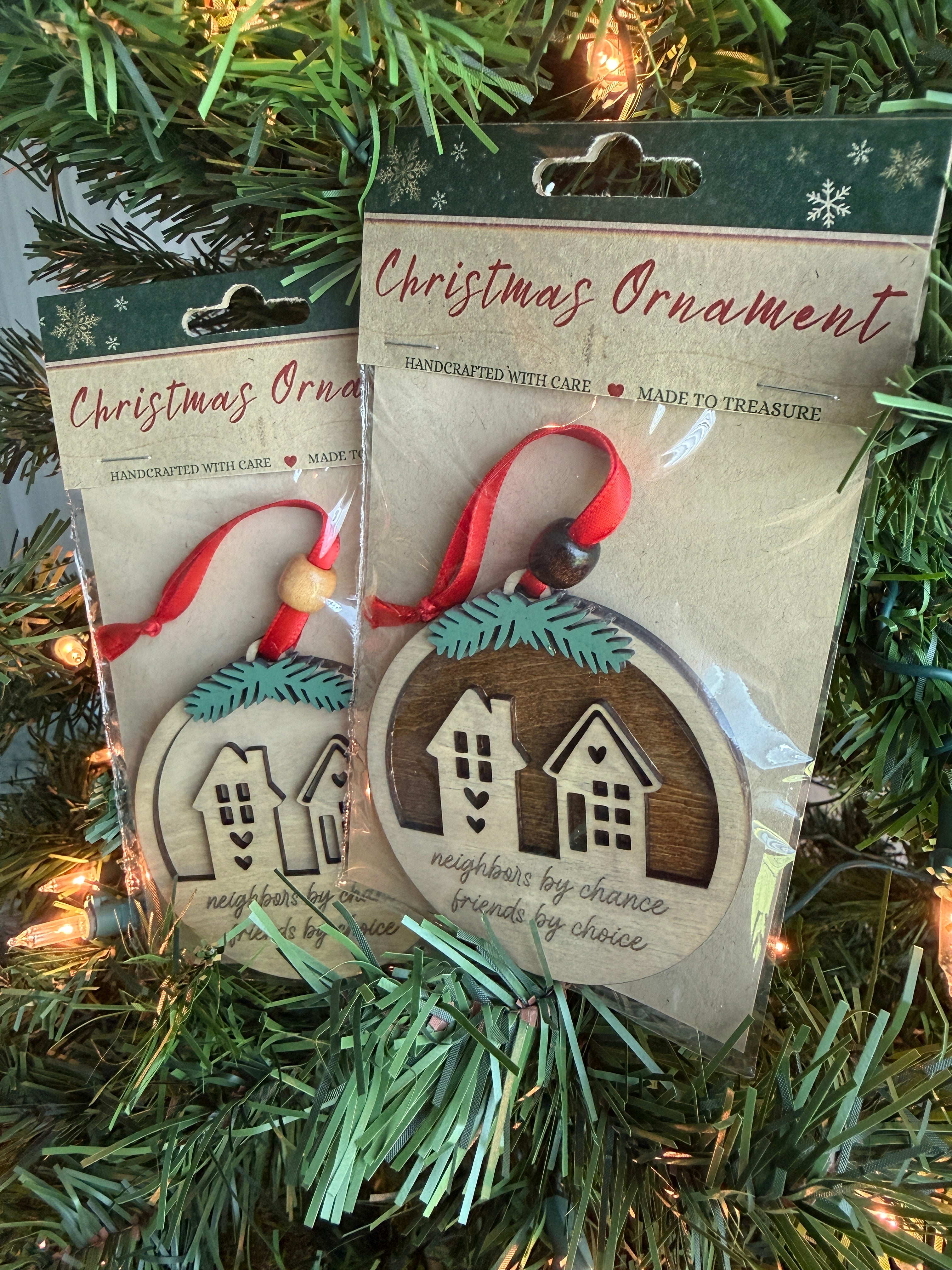 Ornament - Best Neighbor Wooden | Handcrafted Laser Engraved Neighbor Gift | Friendship Christmas Ornament