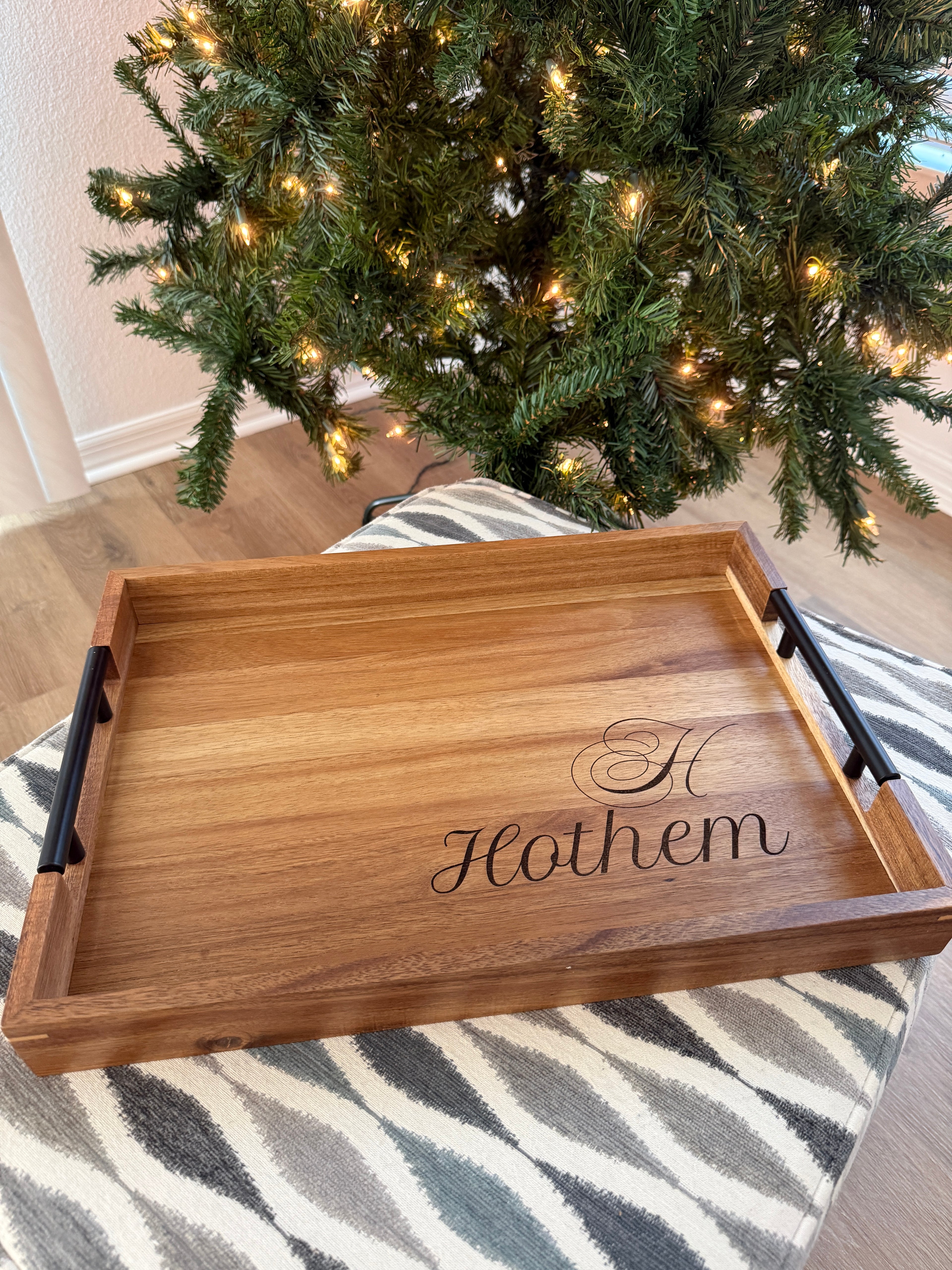 Personalized Engraved Acacia Wood Serving Tray
