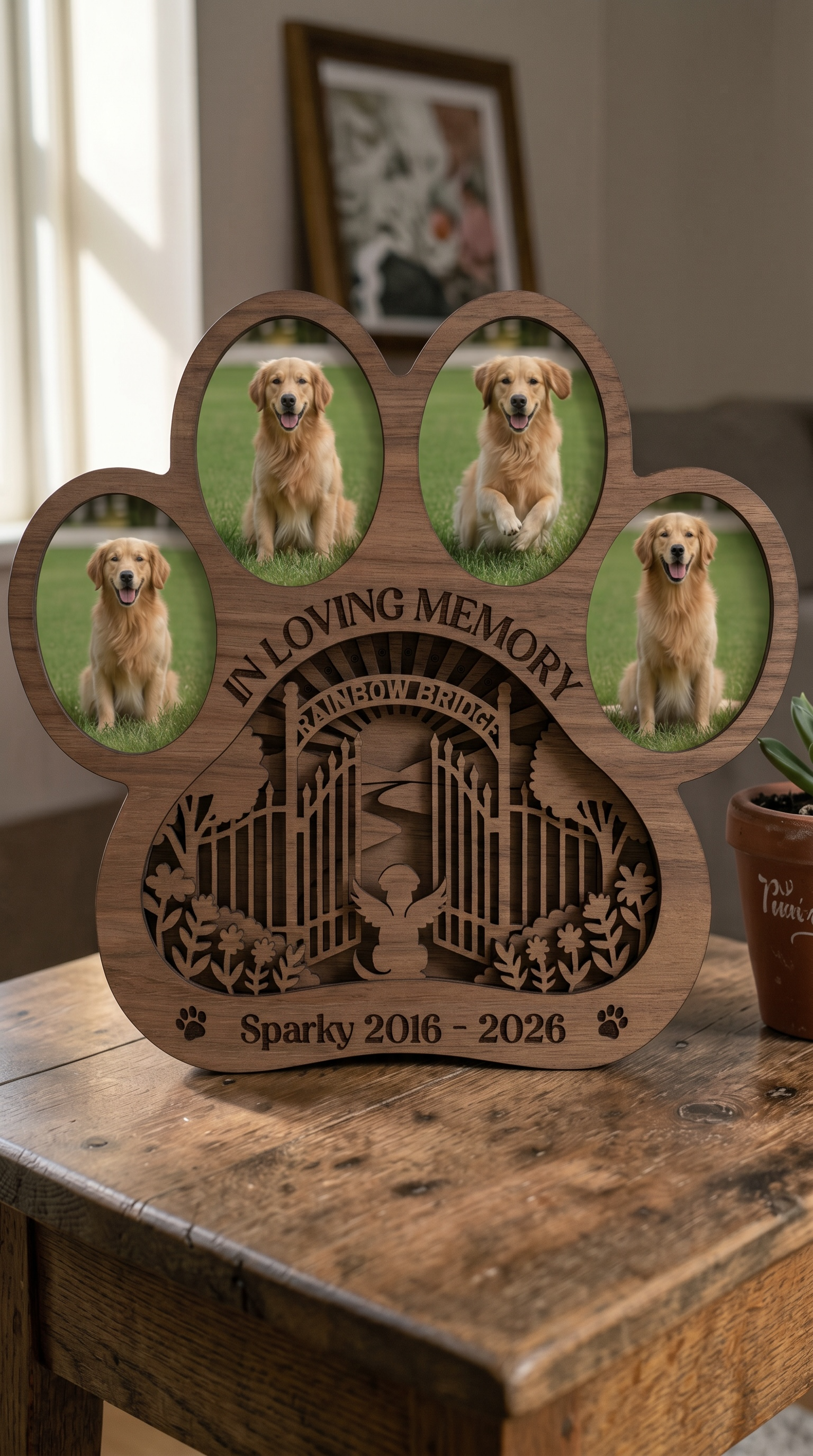 4-Photo Dog Memorial Frame