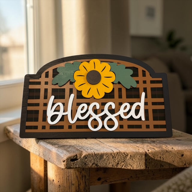 Layered Fall Shelf Sign Collection – Thankful • Blessed • Grateful
