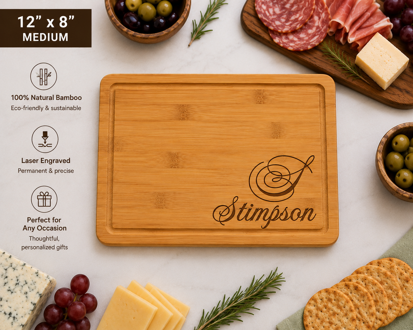 Personalized Engraved Bamboo Cutting Board