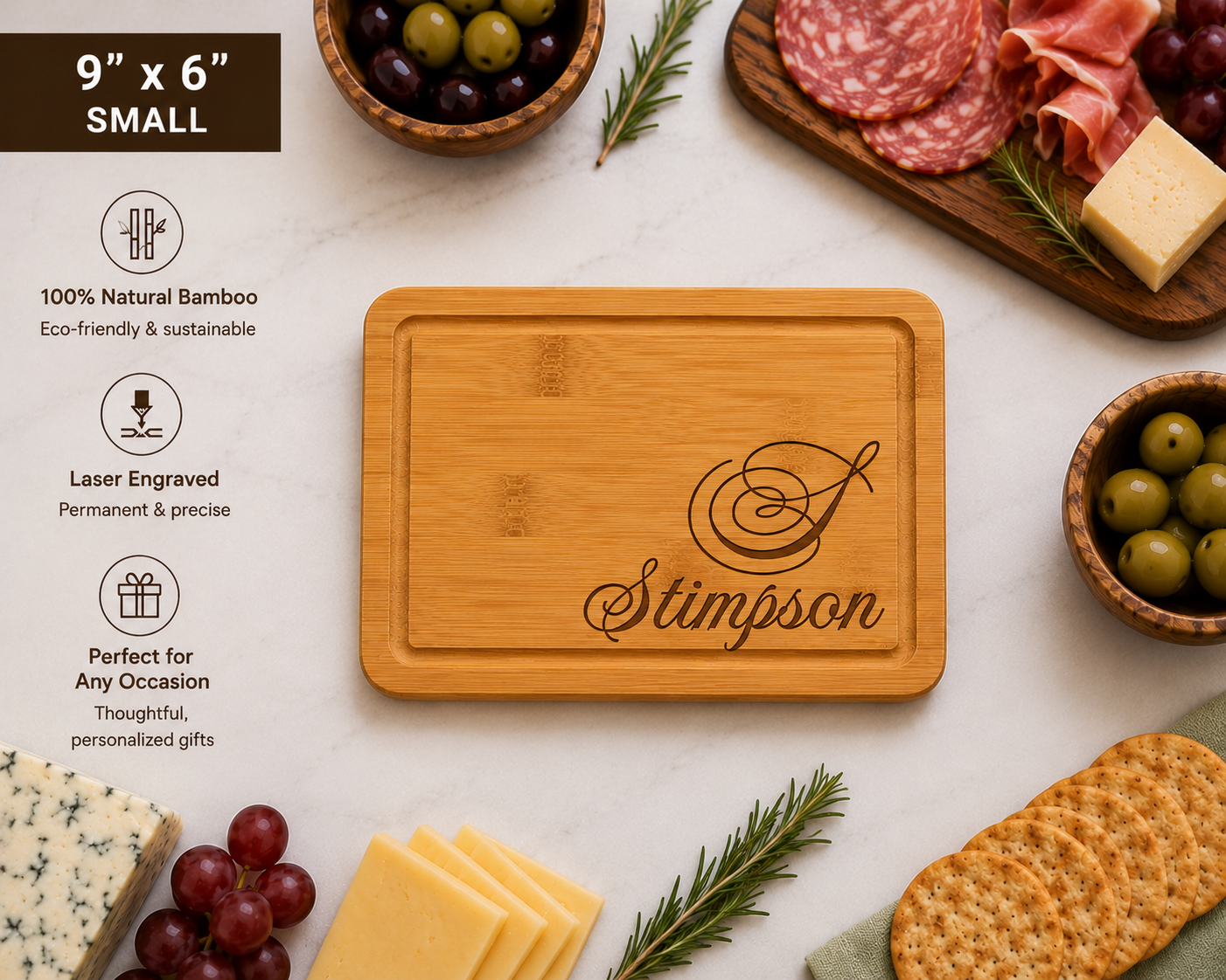 Personalized Engraved Bamboo Cutting Board